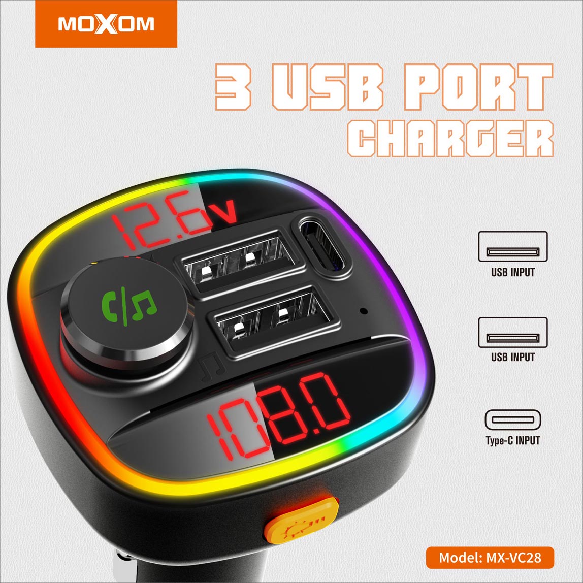 MOXOM MX-VC28 3 Ports Wireless Music Car Charger